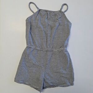 Striped Black and White Kids Romper